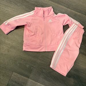 Adidas 2pc Pink/White Tracksuit set. 6 Months